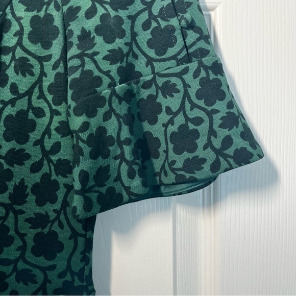 Boden Green Floral Alexis Midi Dress Button Sleeves Size 4R - Picture 5 of 14